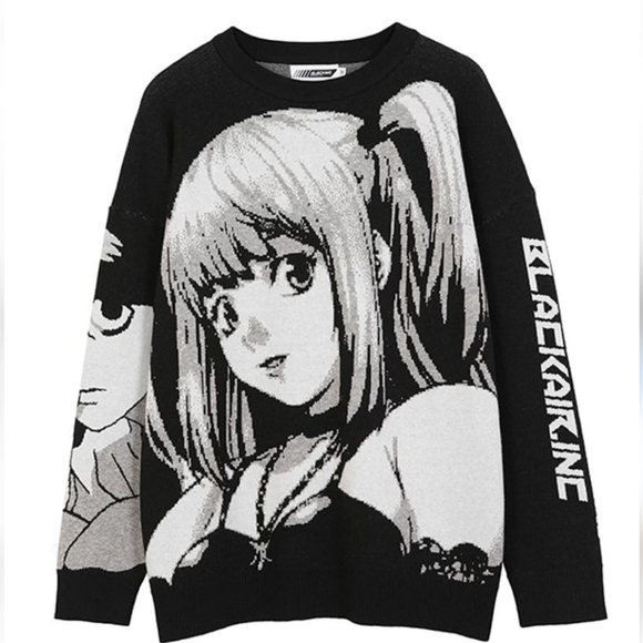 Black Air Global Spread Black Manga Anime Japan Misa Death Note Fall Sweater Med - Picture 1 of 1